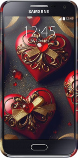 3D пластиковый глянцевый чехол Сердечки v4 для Samsung Galaxy E5 E500H - 5834c-82 изображение 