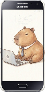 3D пластиковый глянцевый чехол Funny Capybara CEO Working для Samsung Galaxy E5 E500H - 6777c-82 изображение 