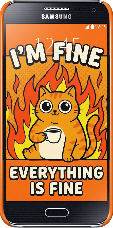 3D пластиковый глянцевый чехол Funny Cat для Samsung Galaxy E5 E500H - 6786c-82 изображение 