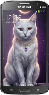 3D пластиковий матовий чехол Mystic White Cat Gothic Dark Purple Gold для Samsung Galaxy Grand 2 G7102 - 6805m-41 изображение 