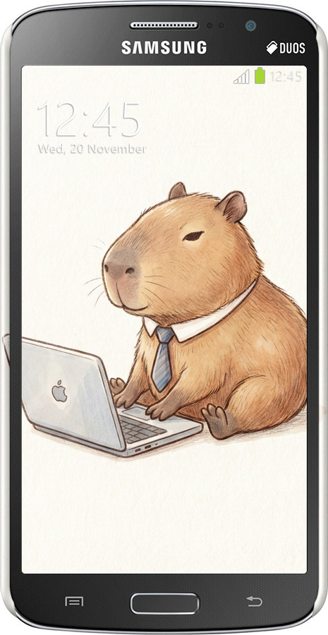 3D пластиковый матовый чехол Funny Capybara CEO Working для Samsung Galaxy Grand 2 G7102 - 6777m-41 изображение 