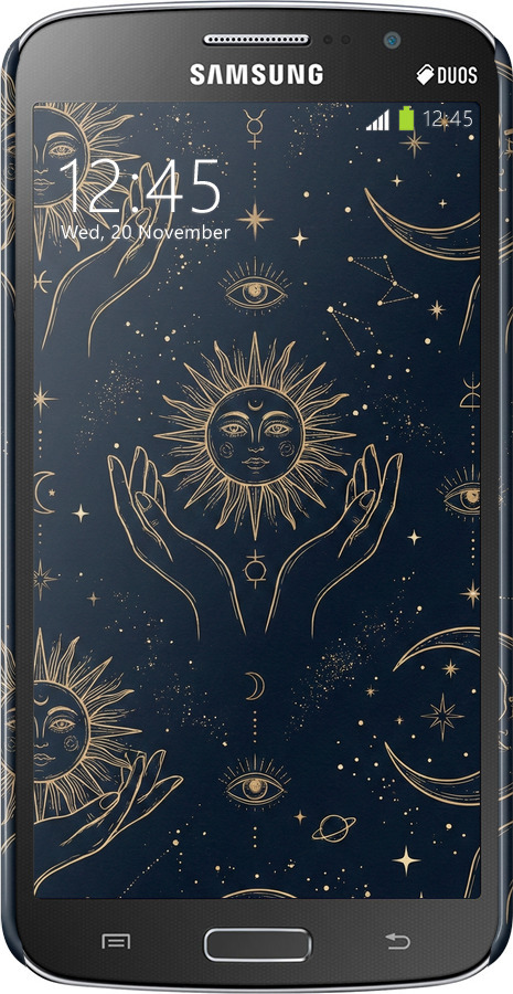 3D пластиковый матовый чехол Celestial Harmony: Sun & Moon Gold Mystic Pattern для Samsung Galaxy Grand 2 G7102 - 6778m-41 изображение 