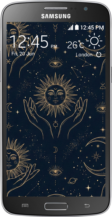 Силиконовый чехол Celestial Harmony: Sun & Moon Gold Mystic Pattern для Samsung Galaxy Grand 2 G7102 - 6778u-41 изображение 
