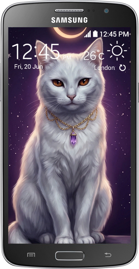 Силиконовый чехол Mystic White Cat Gothic Dark Purple Gold для Samsung Galaxy Grand 2 G7102 - 6805u-41 изображение 