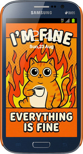 3D пластиковый матовый чехол Funny Cat для Samsung Galaxy Grand I9082 - 6786m-66 изображение 