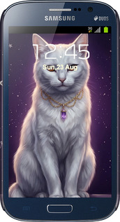 3D пластиковий матовий чехол Mystic White Cat Gothic Dark Purple Gold для Samsung Galaxy Grand I9082 - 6805m-66 изображение 