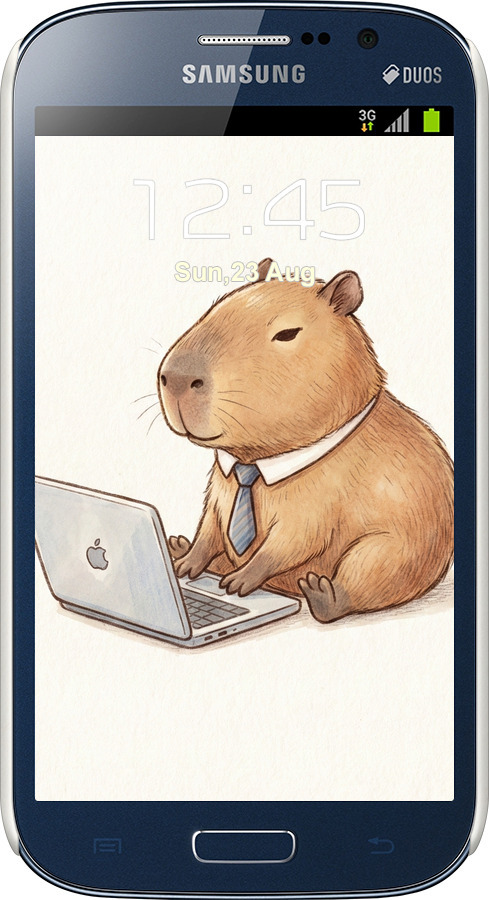 3D пластиковый матовый чехол Funny Capybara CEO Working для Samsung Galaxy Grand I9082 - 6777m-66 изображение 