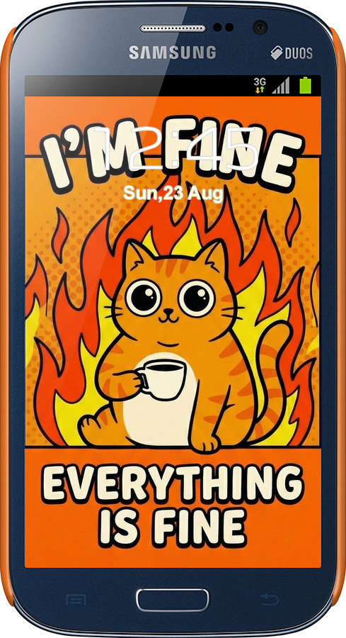 3D пластиковый матовый чехол Funny Cat для Samsung Galaxy Grand I9082 - 6786m-66 изображение 