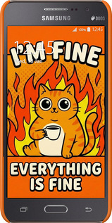 3D пластиковий глянцевий чехол Funny Cat для Samsung Galaxy Grand Prime VE G531H - 6786c-212 изображение 