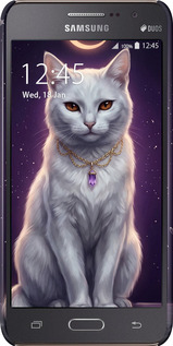 3D пластиковий матовий чехол Mystic White Cat Gothic Dark Purple Gold для Samsung Galaxy Grand Prime VE G531H - 6805m-212 изображение 