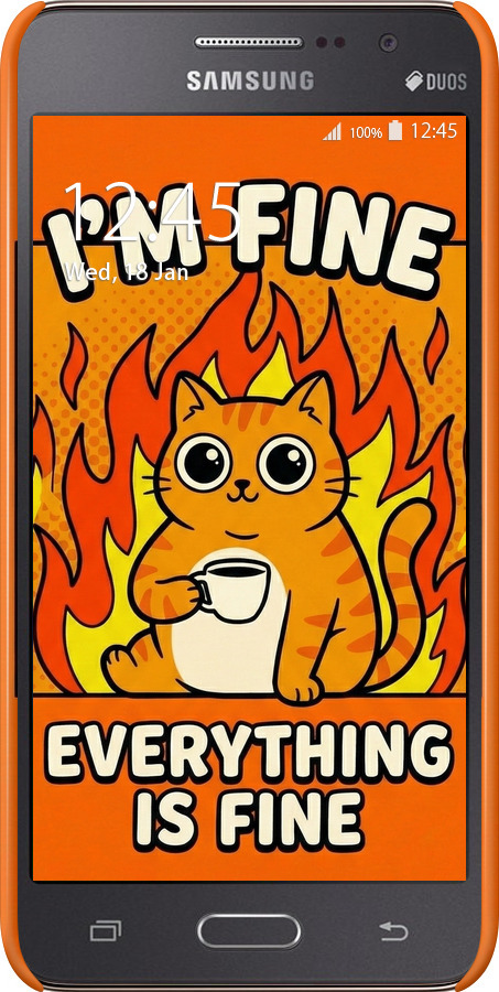 3D пластиковий глянцевий чехол Funny Cat для Samsung Galaxy Grand Prime VE G531H - 6786c-212 изображение 