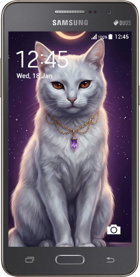 2D пластиковый чехол Mystic White Cat Gothic Dark Purple Gold для Samsung Galaxy Grand Prime VE G531H - 6805t-212 изображение 