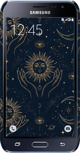 3D пластиковый матовый чехол Celestial Harmony: Sun & Moon Gold Mystic Pattern для Samsung Galaxy J1 (2016) Duos J120H - 6778m-262 изображение 