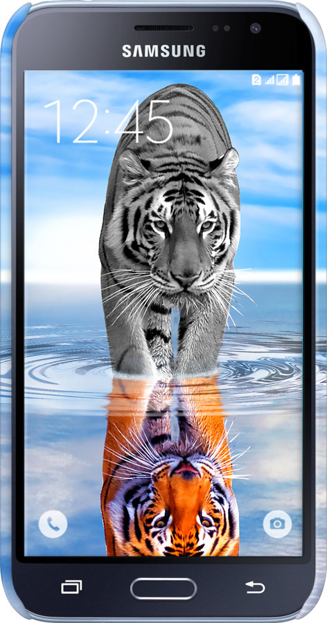 3D пластиковий матовий чехол Тигр для Samsung Galaxy J1 (2016) Duos J120H - 6016m-262 изображение 