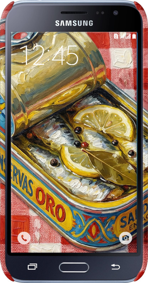 3D пластиковый глянцевый чехол Vintage Sardine Tin Phone для Samsung Galaxy J1 (2016) Duos J120H - 6772c-262 изображение 