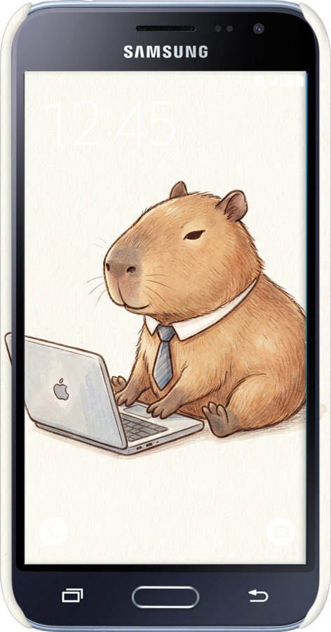 3D пластиковый глянцевый чехол Funny Capybara CEO Working для Samsung Galaxy J1 (2016) Duos J120H - 6777c-262 изображение 