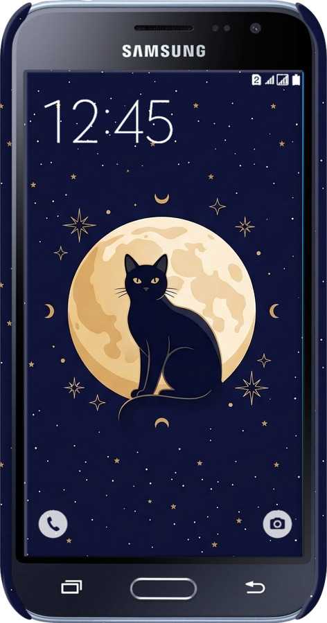 3D пластиковый глянцевый чехол Cute Cat Celestial/Witchy для Samsung Galaxy J1 (2016) Duos J120H - 6787c-262 изображение 