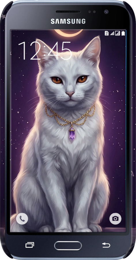 3D пластиковый матовый чехол Mystic White Cat Gothic Dark Purple Gold для Samsung Galaxy J1 (2016) Duos J120H - 6805m-262 изображение 