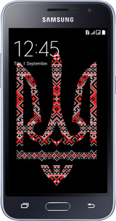 2D пластиковый чехол Герб - вышиванка на черном фоне для Samsung Galaxy J1 (2016) Duos J120H - 1196t-262 изображение 