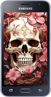 Силіконовий чехол Череп у рожевих квітах для Samsung Galaxy J1 (2016) Duos J120H - 5965u-262 изображение 