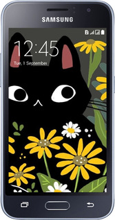 2D пластиковый чехол Черный кот с цветами для Samsung Galaxy J1 (2016) Duos J120H - 6448t-262 изображение 