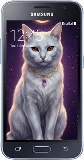 2D пластиковый чехол Mystic White Cat Gothic Dark Purple Gold для Samsung Galaxy J1 (2016) Duos J120H - 6805t-262 изображение 