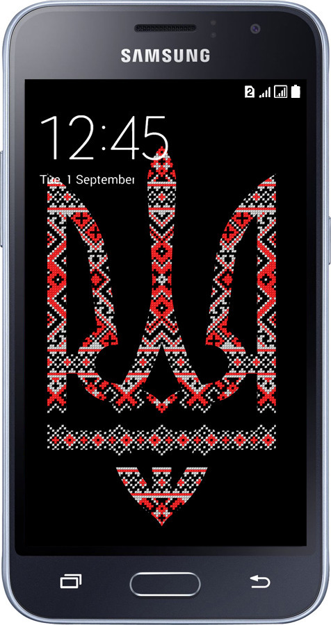 2D пластиковый чехол Герб - вышиванка на черном фоне для Samsung Galaxy J1 (2016) Duos J120H - 1196t-262 изображение 