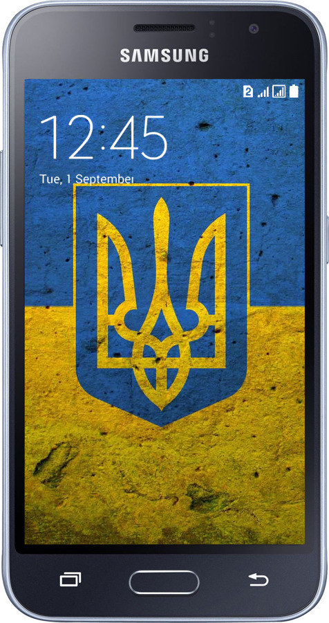 2D пластиковый чехол Флаг и герб Украины 2 для Samsung Galaxy J1 (2016) Duos J120H - 378t-262 изображение 