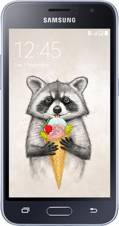 2D пластиковый чехол Енотик с мороженым для Samsung Galaxy J1 (2016) Duos J120H - 4602t-262 изображение 