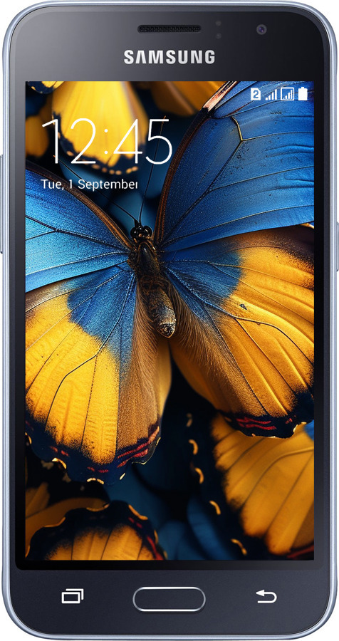 2D пластиковый чехол Желто-голубые бабочки для Samsung Galaxy J1 (2016) Duos J120H - 6046t-262 изображение 