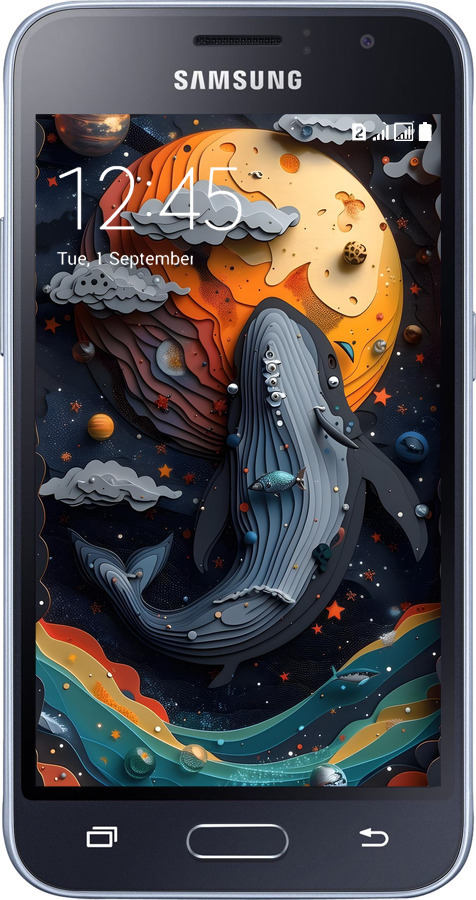 2D пластиковый чехол Кит в космосе для Samsung Galaxy J1 (2016) Duos J120H - 6328t-262 изображение 