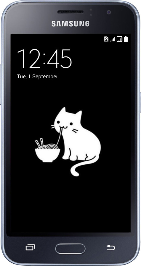 2D пластиковый чехол С милым котом на черном фоне для Samsung Galaxy J1 (2016) Duos J120H - 6528t-262 изображение 