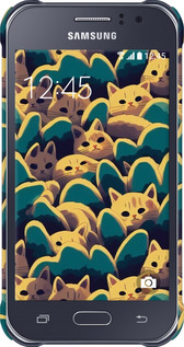 3D пластиковый матовый чехол С изображением кошек для Samsung Galaxy J1 Ace J110H - 6429m-215 изображение 