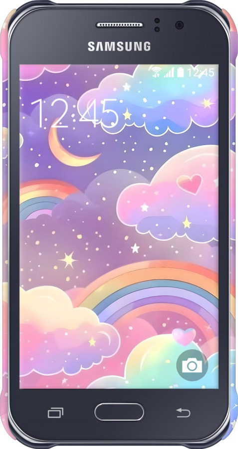 3D пластиковий матовий чехол Хмари та веселка для Samsung Galaxy J1 Ace J110H - 6312m-215 изображение 