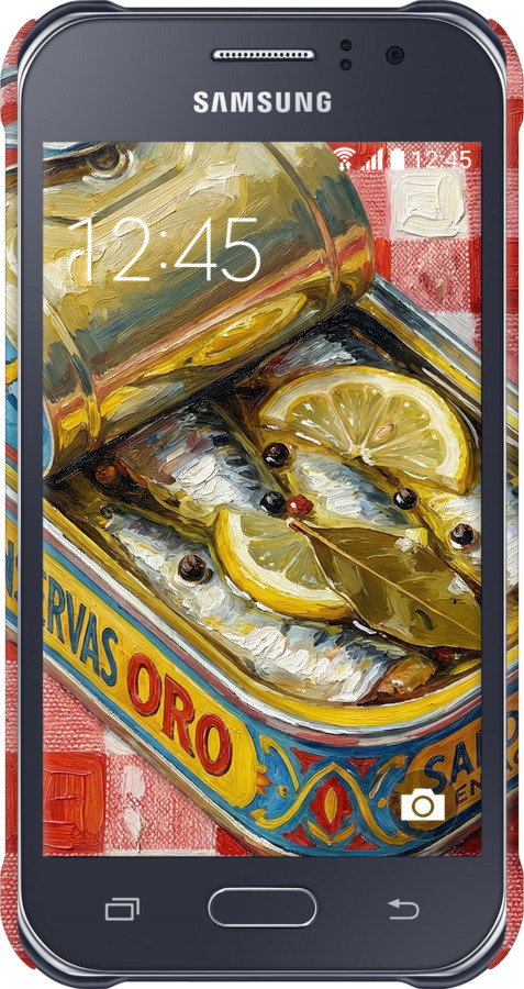 3D пластиковый матовый чехол Vintage Sardine Tin Phone для Samsung Galaxy J1 Ace J110H - 6772m-215 изображение 