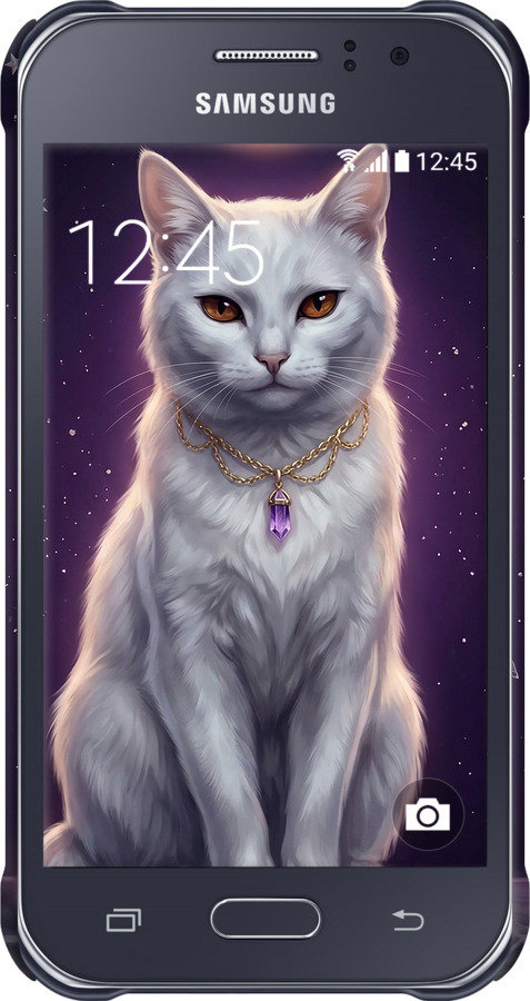 3D пластиковый матовый чехол Mystic White Cat Gothic Dark Purple Gold для Samsung Galaxy J1 Ace J110H - 6805m-215 изображение 