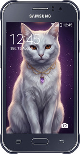 2D пластиковий чехол Mystic White Cat Gothic Dark Purple Gold для Samsung Galaxy J1 Ace J110H - 6805t-215 изображение 
