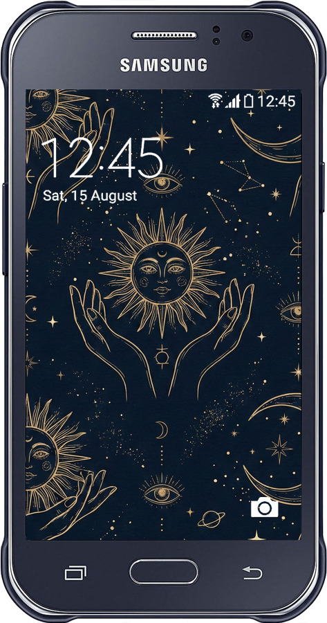 2D пластиковий чехол Celestial Harmony: Sun & Moon Gold Mystic Pattern для Samsung Galaxy J1 Ace J110H - 6778t-215 изображение 