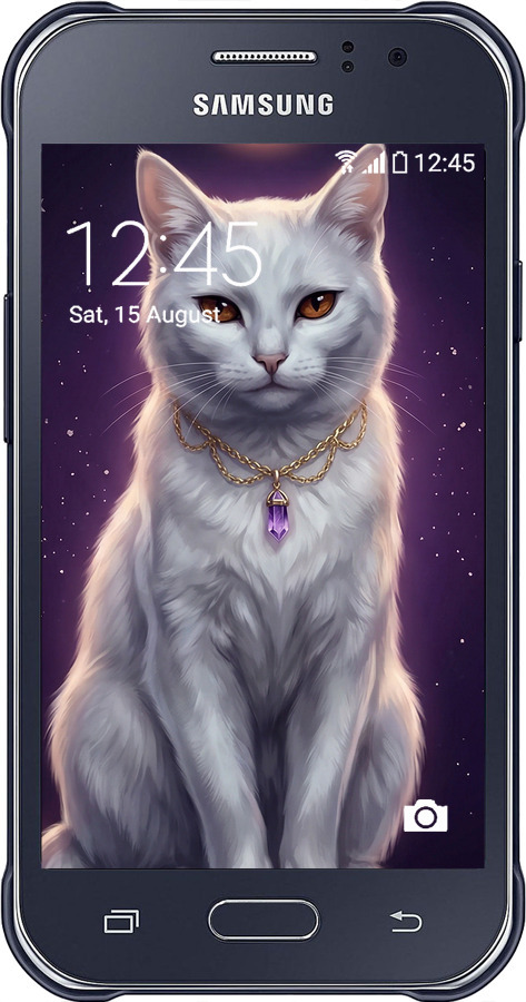 2D пластиковий чехол Mystic White Cat Gothic Dark Purple Gold для Samsung Galaxy J1 Ace J110H - 6805t-215 изображение 
