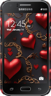 3D пластиковый матовый чехол Сердечки для Samsung Galaxy J1 J100H - 5831m-104 изображение 