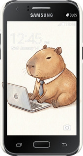 3D пластиковый матовый чехол Funny Capybara CEO Working для Samsung Galaxy J1 J100H - 6777m-104 изображение 