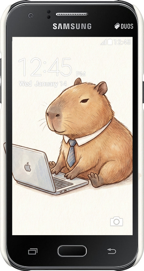 3D пластиковый матовый чехол Funny Capybara CEO Working для Samsung Galaxy J1 J100H - 6777m-104 изображение 