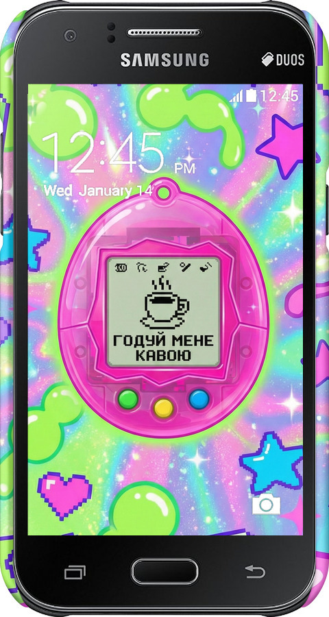 3D пластиковый матовый чехол Y2K Aesthetic Retro Pet: Годуй мене кавою для Samsung Galaxy J1 J100H - 6784m-104 изображение 