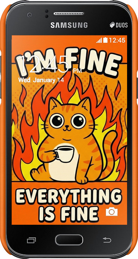 3D пластиковий матовий чехол Funny Cat для Samsung Galaxy J1 J100H - 6786m-104 изображение 