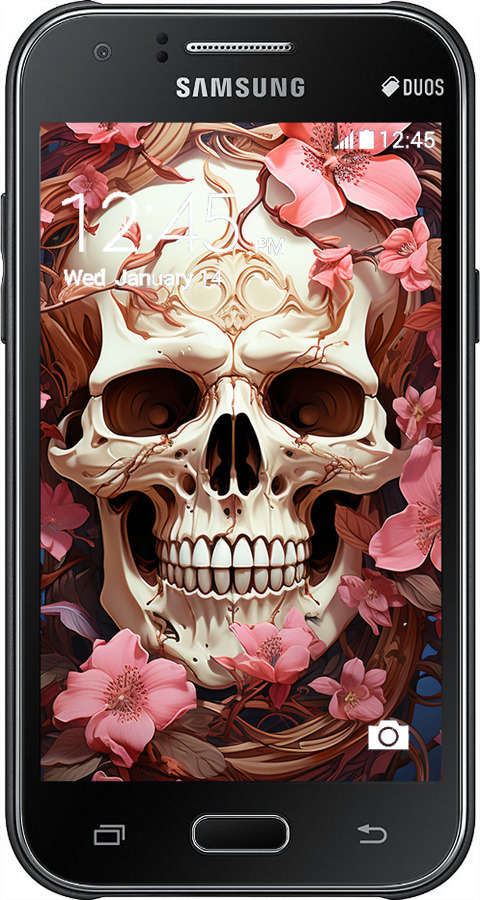 2D пластиковый чехол Череп в розовых цветах для Samsung Galaxy J1 J100H - 5965t-104 изображение 