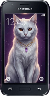 3D пластиковый матовый чехол Mystic White Cat Gothic Dark Purple Gold для Samsung Galaxy J1 Mini J105H - 6805m-258 изображение 