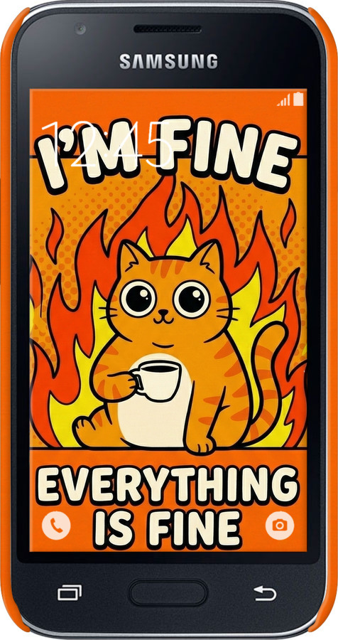 3D пластиковый матовый чехол Funny Cat для Samsung Galaxy J1 Mini J105H - 6786m-258 изображение 