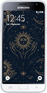 Силиконовый чехол Celestial Harmony: Sun & Moon Gold Mystic Pattern для Samsung Galaxy J2 (2016) J210 - 6778u-270 изображение 