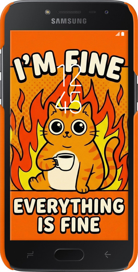 3D пластиковий матовий чехол Funny Cat для Samsung Galaxy J2 2018 - 6786m-1351 изображение 