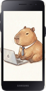 3D пластиковый матовый чехол Funny Capybara CEO Working для Samsung Galaxy J2 Core - 6777m-1565 изображение 